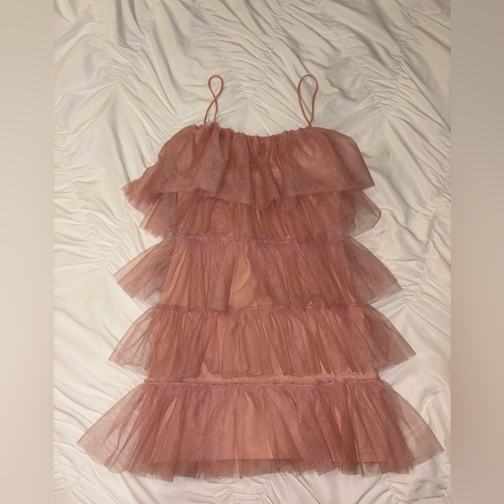 Pink Layered Tulle Dress